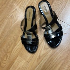 Merona black and silver two inch wedge heels Size 5 1/2